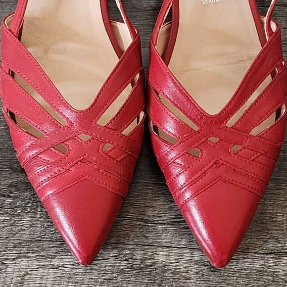 Women's Heels Genuine Leather Slingback Red Size French 40 - Picture 6 of 10